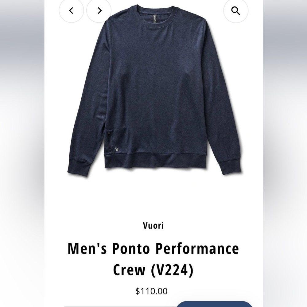 Men's xl Vuori pinto crew
